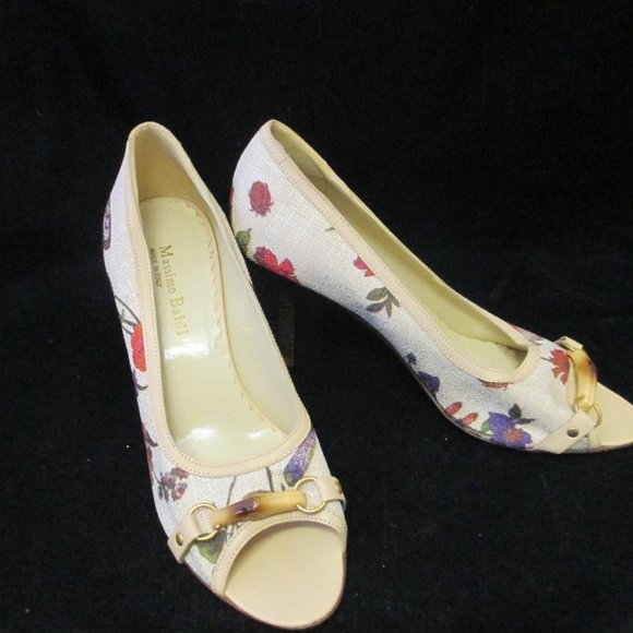 $205 MASSIMO BALDI butterfly garden open toe HEELS - Picture 2 of 5